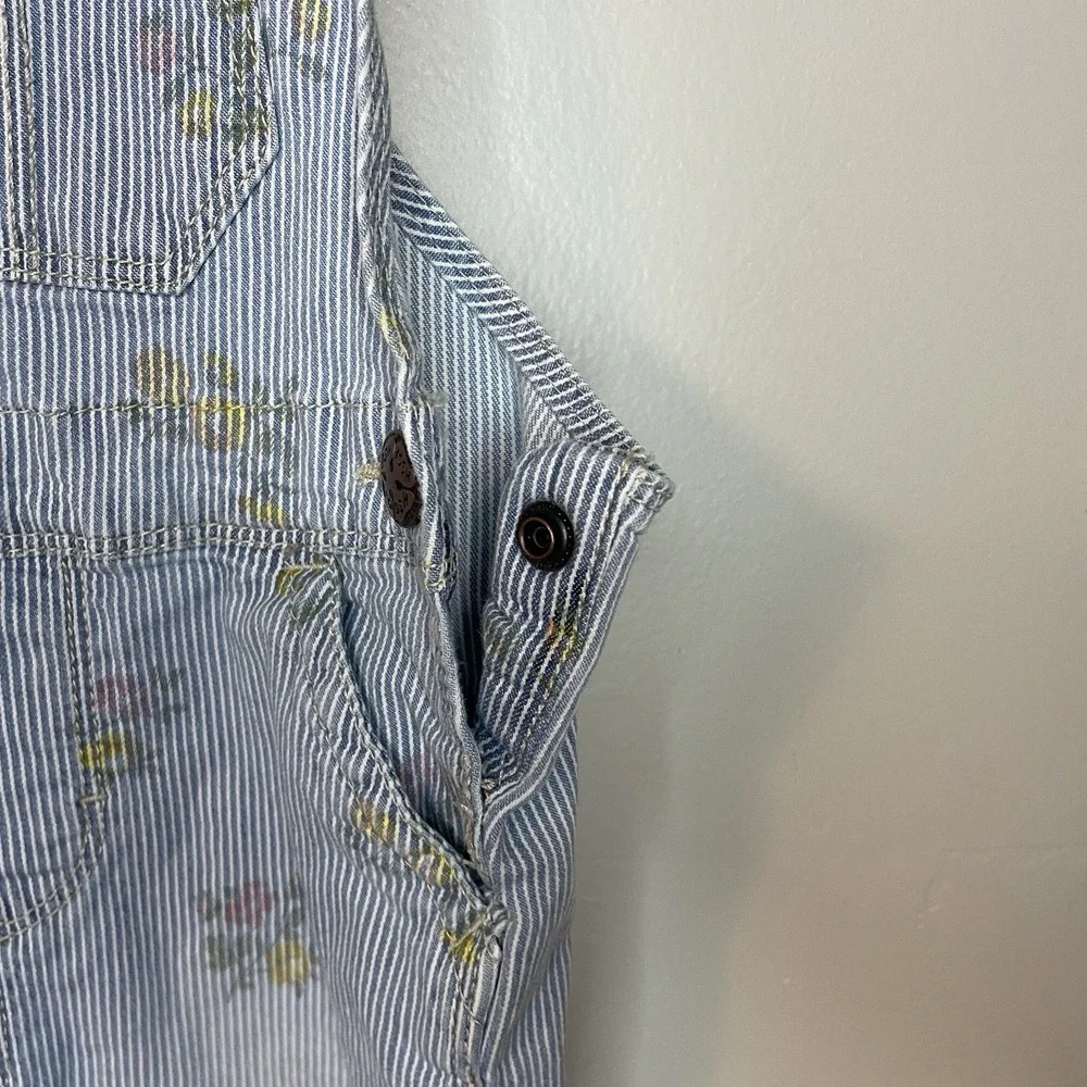 Oshkosh B'gosh‎ 2T Denim Jean Girls Floral Flower Bib Overalls